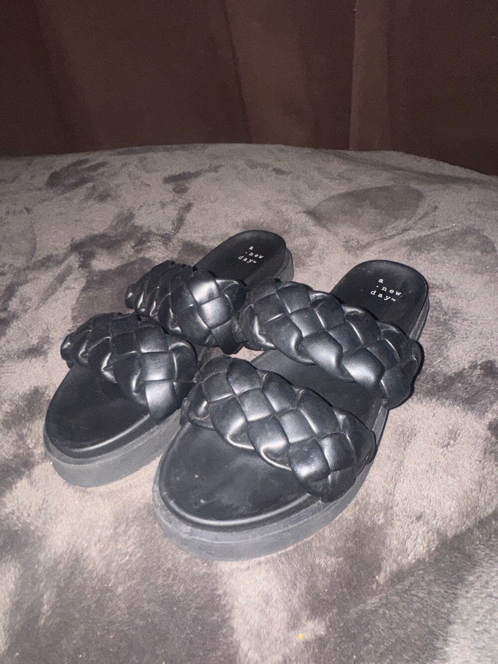 a new day braided strap sandals size 8 black